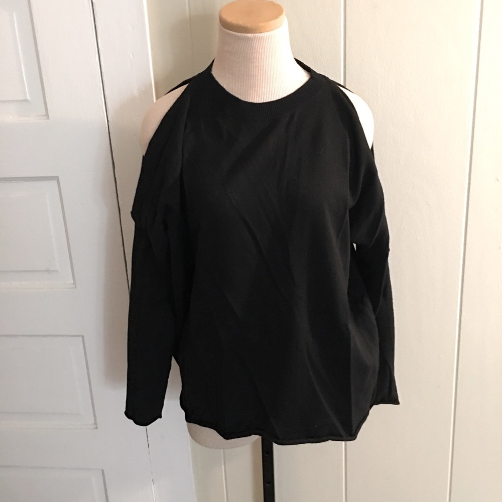 John + Jenn Black Cold Shoulder Sweater small